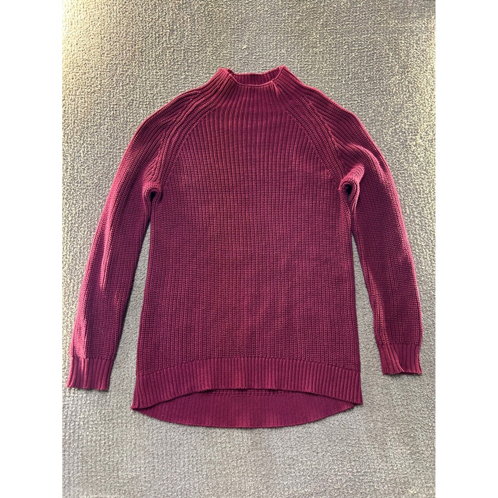 Madison Grey Womens XL Burgundy Cotton Shaker Stitch Mock Neck Sweater